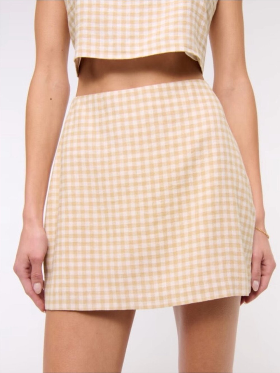 Abercrombie & Fitch ‘Scarlett’ Gingham Mini Skirt - Linen Blend Curve Love